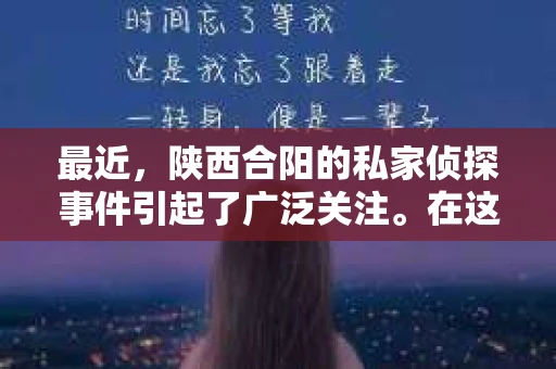最近，陕西合阳的私家侦探事件引起了广泛关注。在这个信息爆炸的时代，隐私保护显得尤为重要。今天，我们就来聊聊这个事件，看看它背后的一些故事。