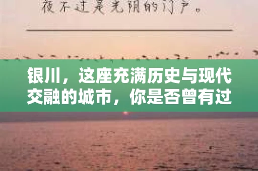 银川，这座充满历史与现代交融的城市，你是否曾有过这样的疑问：银川有私家侦探公司吗？今天，就让我带你一起揭开这个谜团。