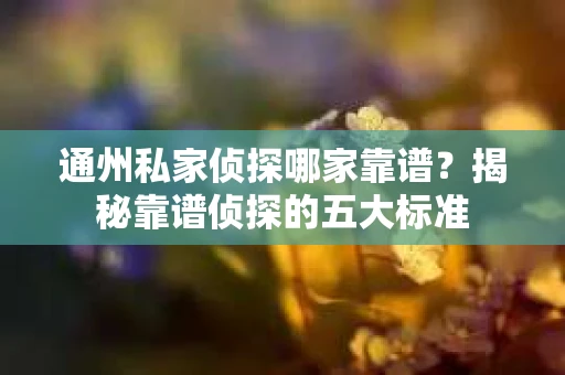 通州私家侦探哪家靠谱？揭秘靠谱侦探的五大标准